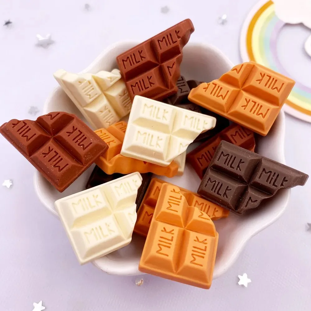 10PCS Harz Kawaii Simulation Milch Schokolade Flatback Cabochon Candy Figur Wohnkultur DIY Sammelalbum Handwerk Bogen Zubehör