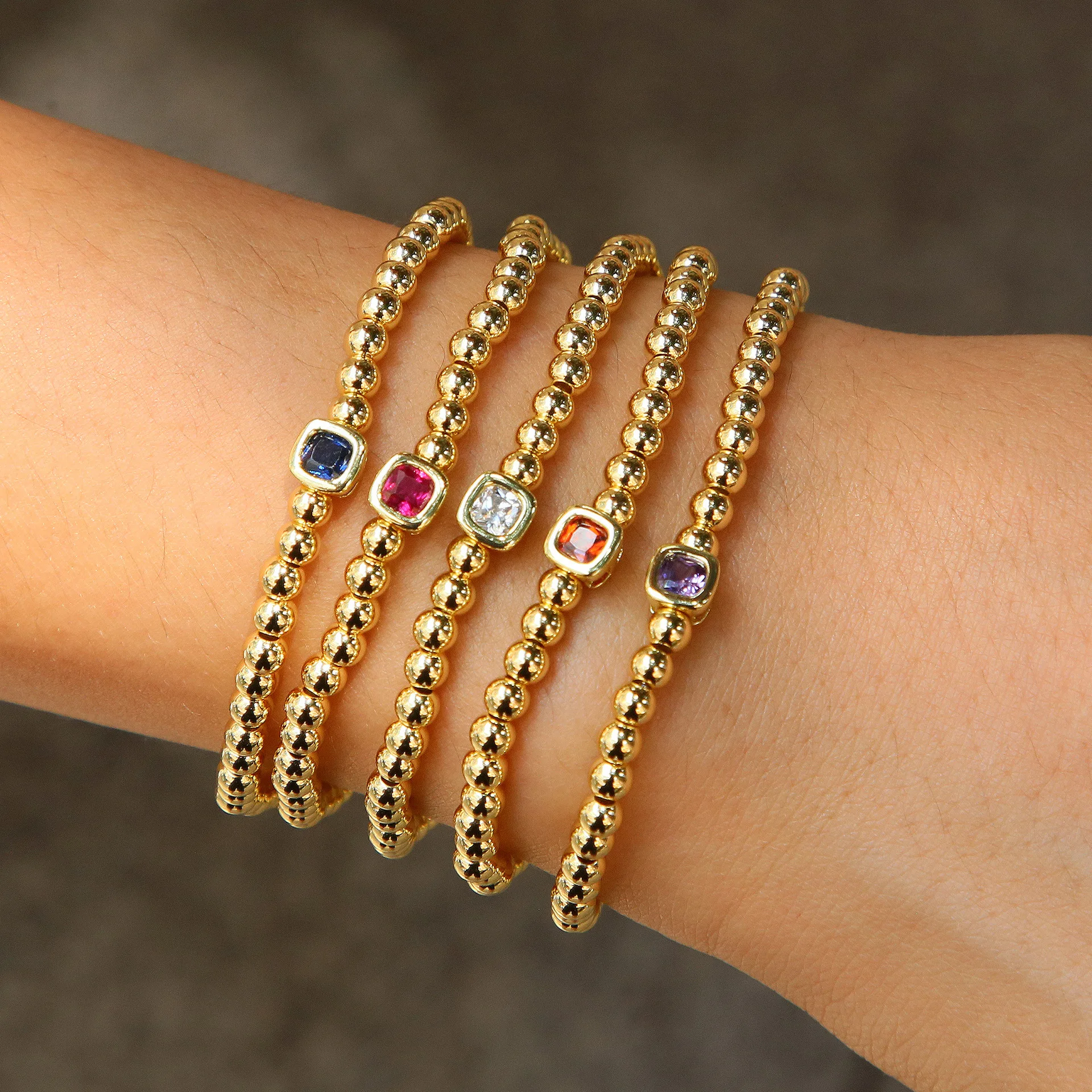 DOREMI 12 شهر الزركون سحر شخصية النحاس مطرز سوار مع جوهرة الميلاد مربع أنيقة مخصصة سوار جوهرة الميلاد #2