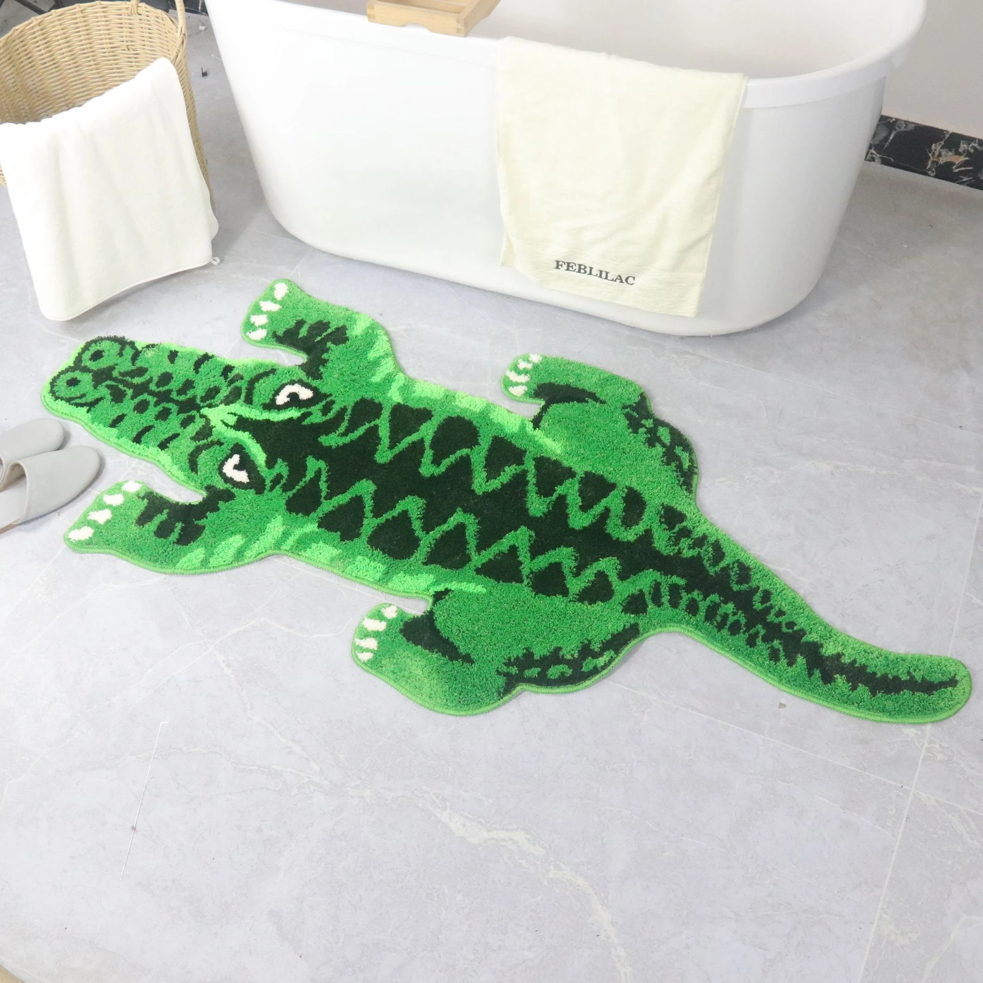 Creative Crocodile Shape Bedroom Rug Cute Home Decoration Mat Living Room Sofa End Table Mat Non-Slip Tufted Carpet Area Rug