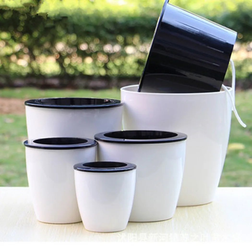 1pc Lazy Flower Pot Automatic Water Absorbing Flowerpot Plastic Self Watering Pot Plants Nursery Pots Flowerpot Plant Care Pots