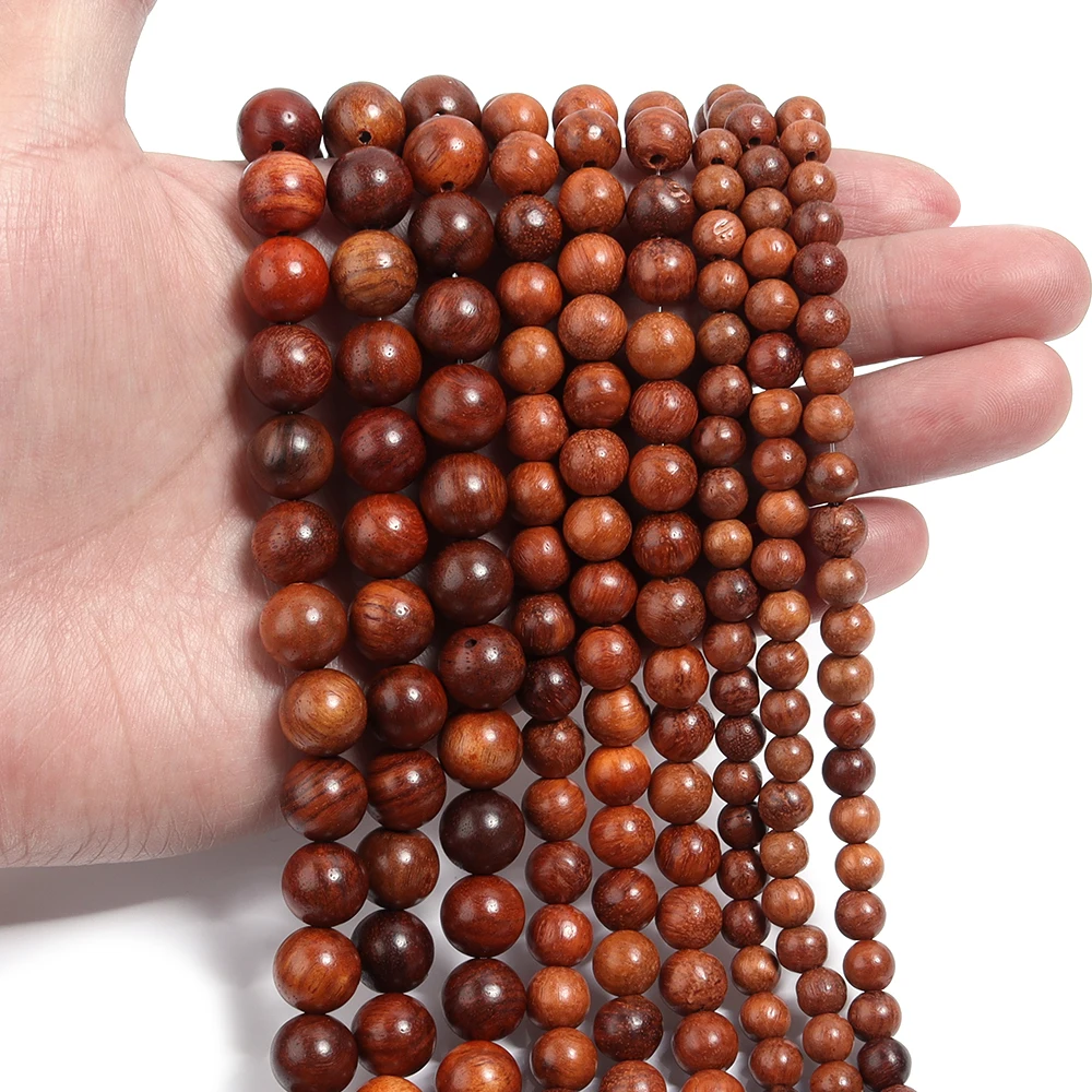 1String 6/8/10Mm Burmese Palissander Houten Spacer Kralen Ronde Ballen Natuurlijk Hout Losse Kralen Voor Sieraden Maken Diy Accessoires