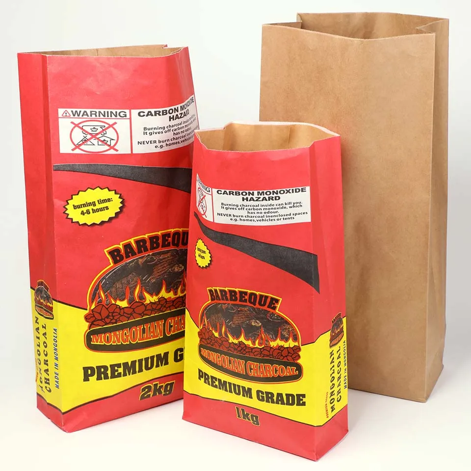 Color Briquettes Charcoal Packaging Bags Kraft Paper Bag Biodegradable 3kg 15kg  Printing Recyclable