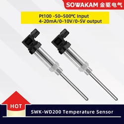 SWK-WD200 Plug-in Integrated Temperature Transmitter PT100 Thermal Resistance 4-20mA Output Sensor 50x6mm Plunger Probe