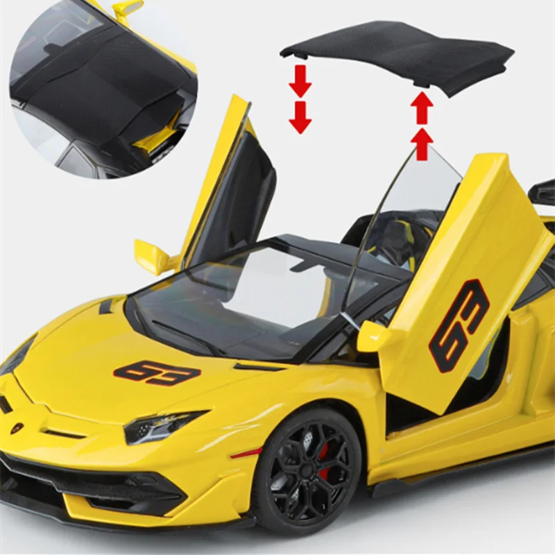 1/18 Aventadors SVJ 63 Alloy Racing Car Model Diecasts Metal Toy