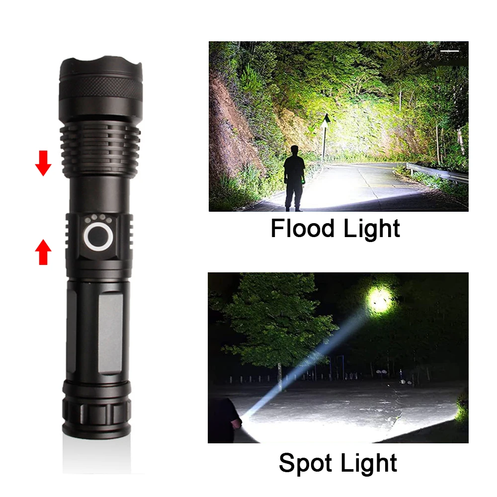 High Power Led Flashlight USB Rechargeable Torch Light Long Shot 30W Ultra Powerful Flashlight for Outdoor Camping Hiking