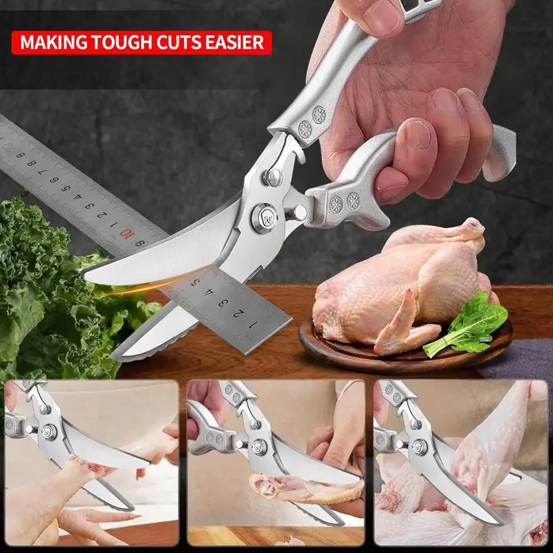 

Kitchen Shears with Slip Handle & Safety Lock，Professional Heavy Duty Kitchen Scissors，Meat Cutting, Turkey, Fish, Vegetables