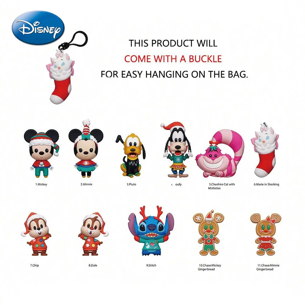 Disney-bolsa ciega de PVC con licencia oficial, llavero con caja, Mickey Minnie, Goofy Stitch, regalo coleccionable, bolsa ciega de Disney, 1 ud.