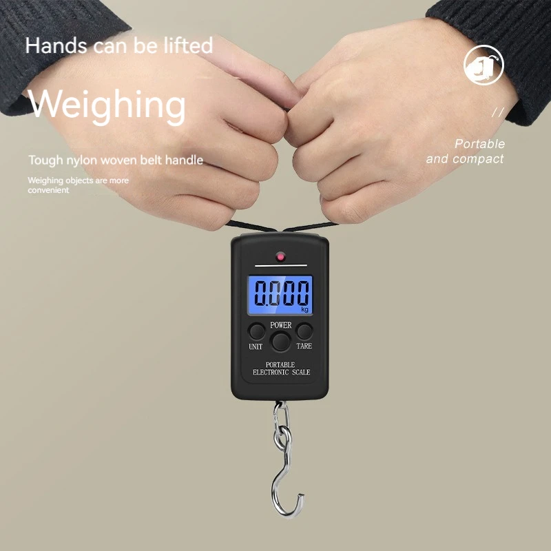 Portable Mini Hand-Held Scale Electronic Weight 40kg Luggage Scale Rope Luggage Scale Hook Express Weighing With Backlight