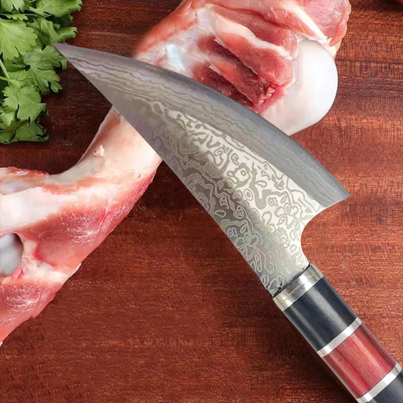 Professional Kitchen Knives Laser Damascus Pattern Utility Knife Chef Slicing Fish Fruit Meat Cleaver Barbecue Steak Knife Tools