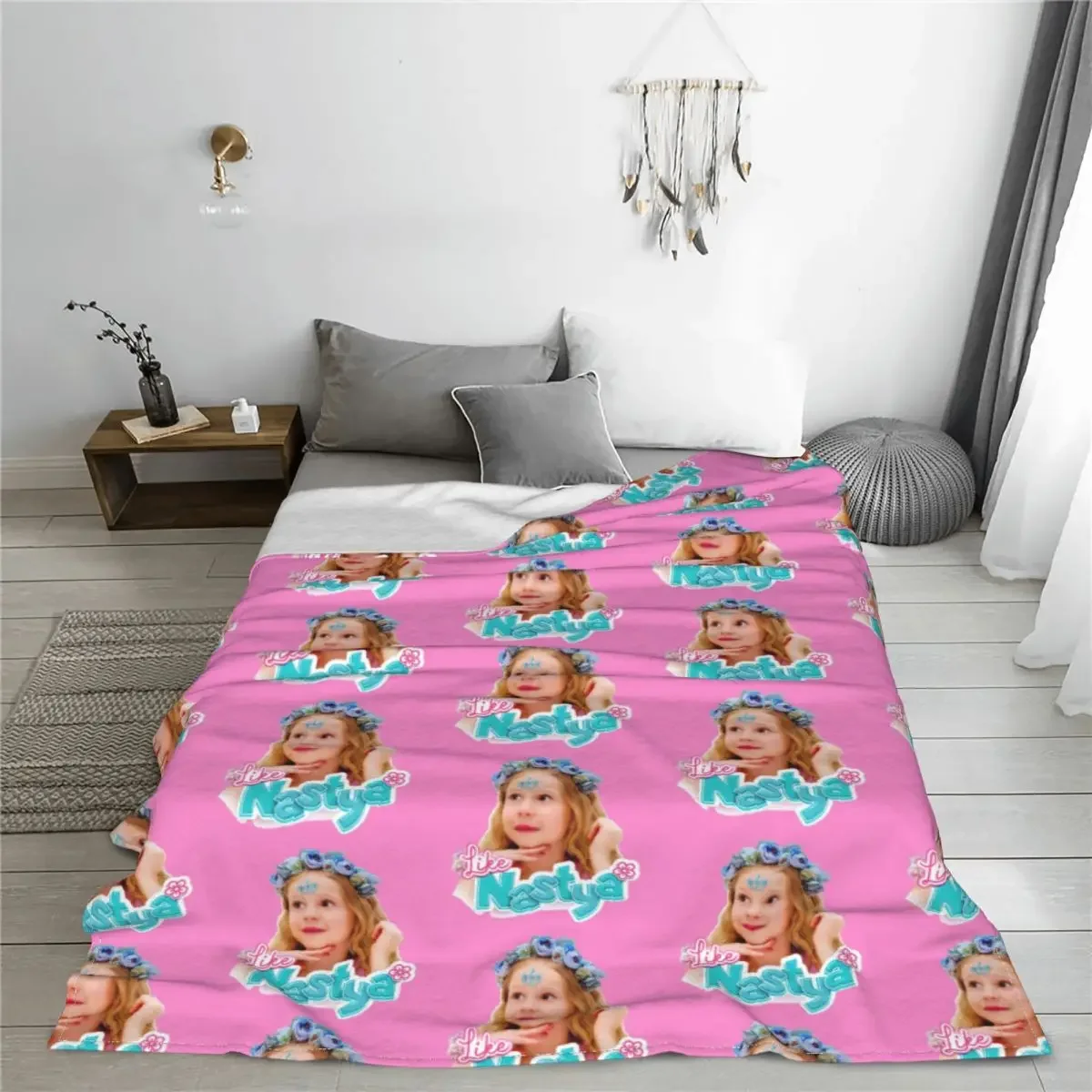 Cute Like Nastya Girl Knitted Blanket Anime Cartoon Wool Throw Blanket Home Couch Decoration Ultra-Soft Warm Bedsprea