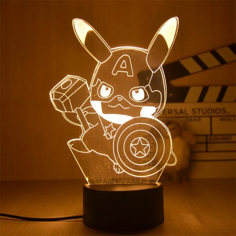 Pokemon Anime Cute Character Pikachu Gengar 3D Led Nightlight Model Toys Children\'s Bedroom Decoration Birthday Christmas Gift