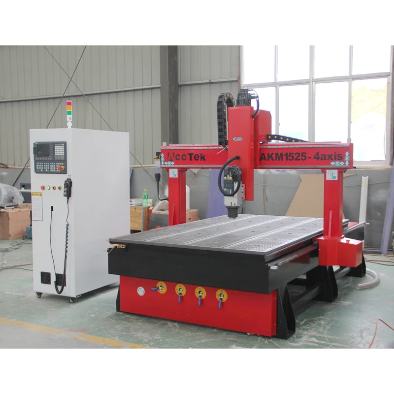 Wood CNC Router 1500*2500mm Work Area 4 Axis Metal Engraving Machine Linear Guideway Steel Table