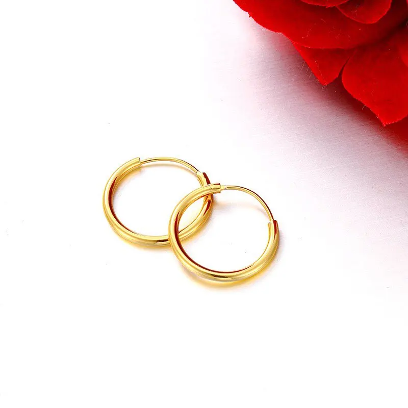 Wholesale--- XP 20 mm 24 k Pure Gold Plated Classical Tiny Circle Hoop Earrings for Women Fashion Jewelry