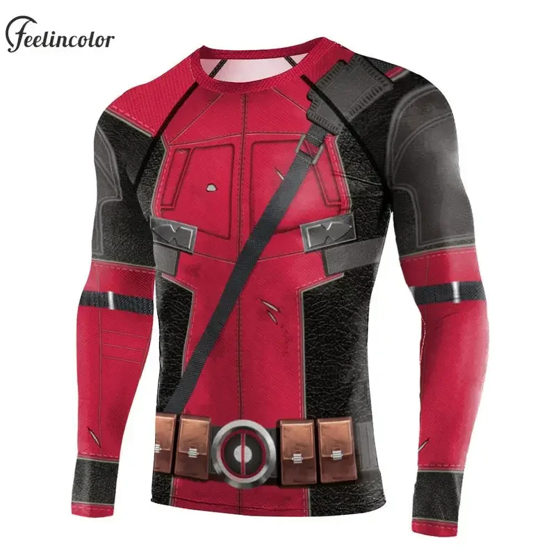 Wolverine Deadpool Compression Shirts Men Long Sleeve T-Shirts Gym Elastic Fitness Sportwear Fancy Party Clothes Male Clothing