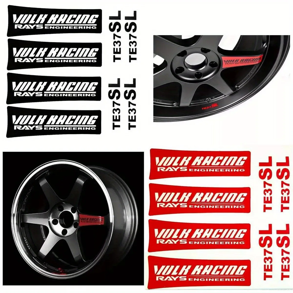 4PCS Set Car Wheel Stickers Volk Wheel Hub Strip Replacement Decals Universal Decor Stickers Fit 17 Inch 18 Inch Car Rim