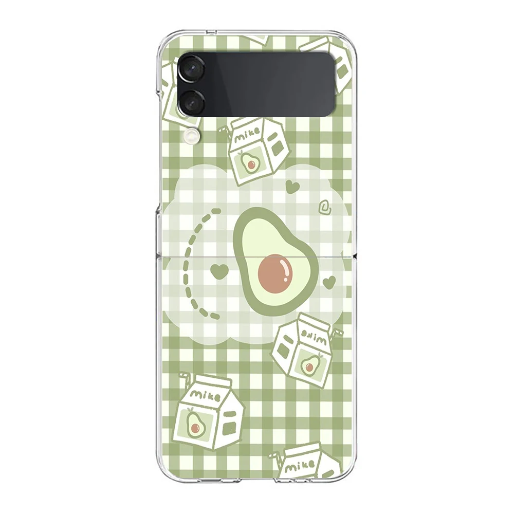 Avocado Hard PC Phone Case For Samsung Galaxy Z Flip 4 5 Transparent Cover For Galaxy Z Flip 3 Foldable Shockproof Cases Fundas