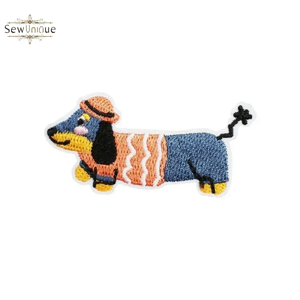 Dachshund Dog Embroidery Korean Cute Cloth Sticker DIY Bag Dress Up Puppy Patch Sticker Computer Embroidery Zhang Zai Ironing