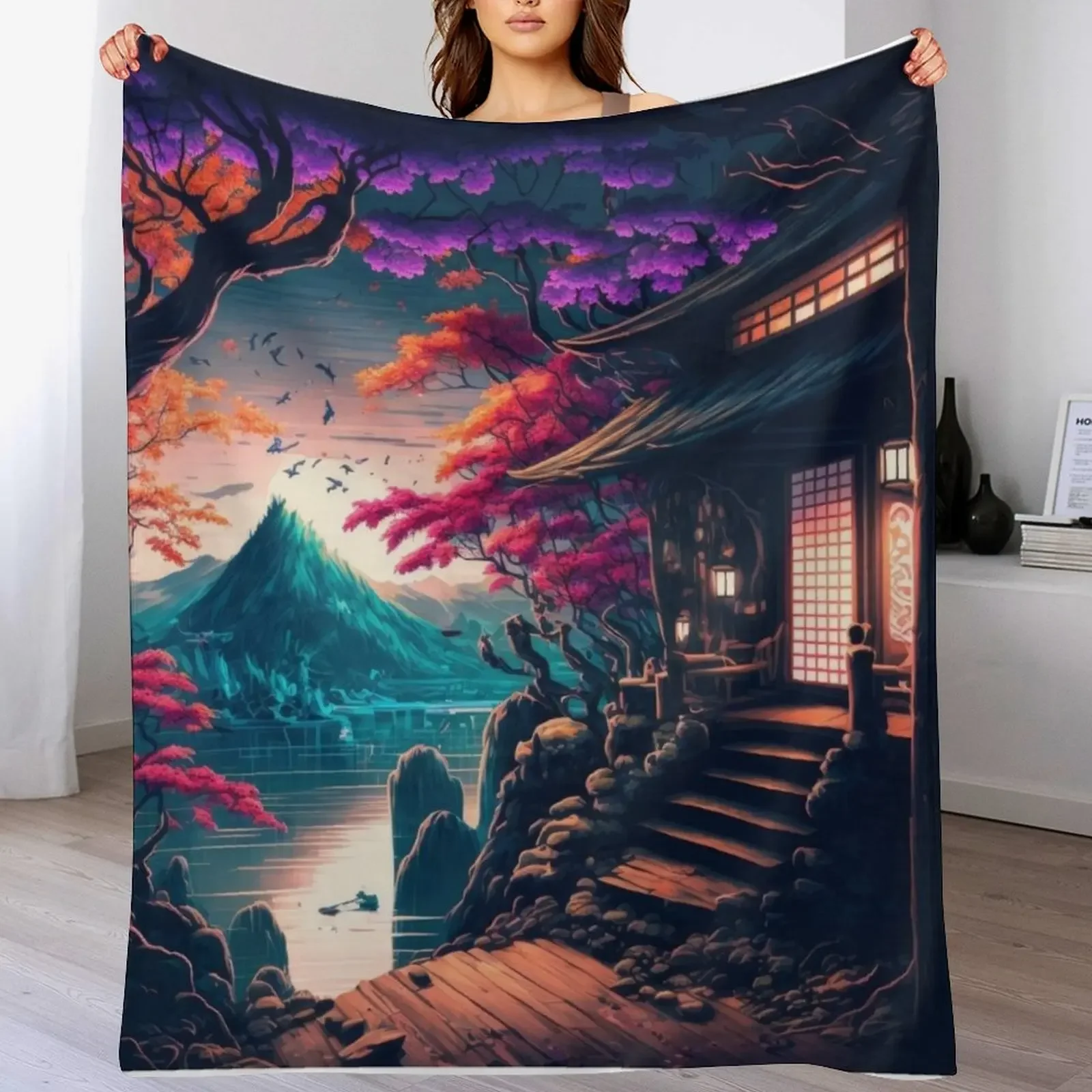 

Anime Landscape Throw Blanket Sofa Throw Multi-Purpose Summer Beautifuls Blankets