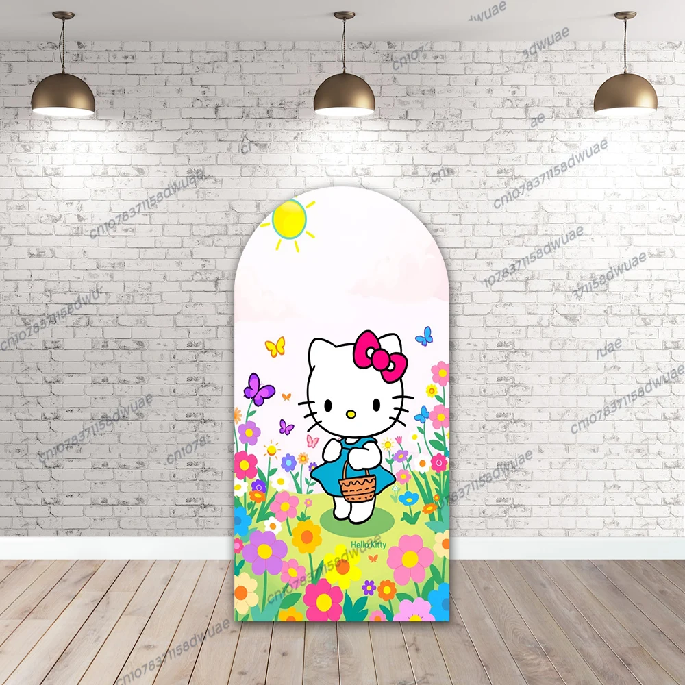 Hello Kitty Birthday Party Backdrop Photo Arch Photo Background Baby Shower Photography Backdrop Decoration