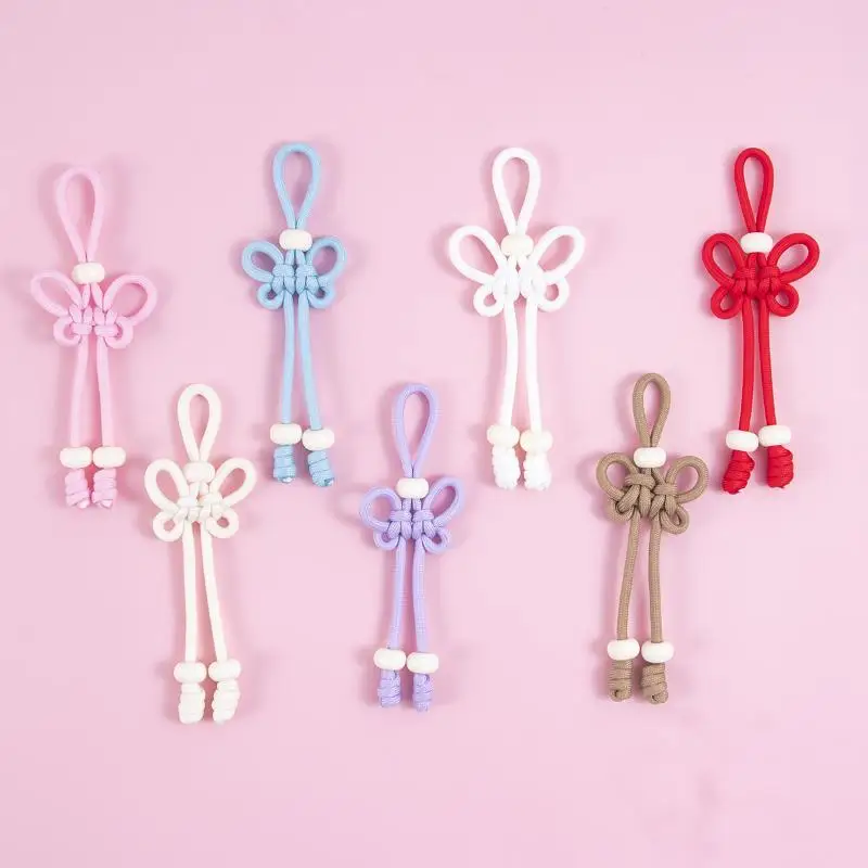 Stilvoller DIY-Taschenschlüsselanhänger mit handgeflochtenem Seil und Schmetterlingsanhänger für einzigartigen Modestil – Detail 2