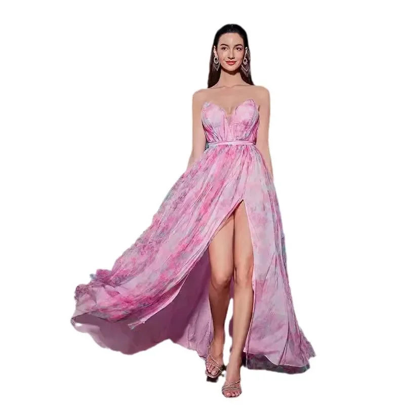 MORODER 2025 Nieuwe Stijl Off-the-Shoulder Hoge Split Mode Crêpe De Chine Ethereal Lange Mouwen Avondjurk jurk