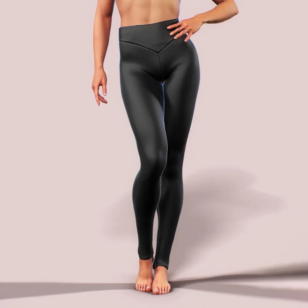 Leggings brillantes para mujer, pantalones ajustados elásticos, aspecto húmedo, piel sintética, cintura alta