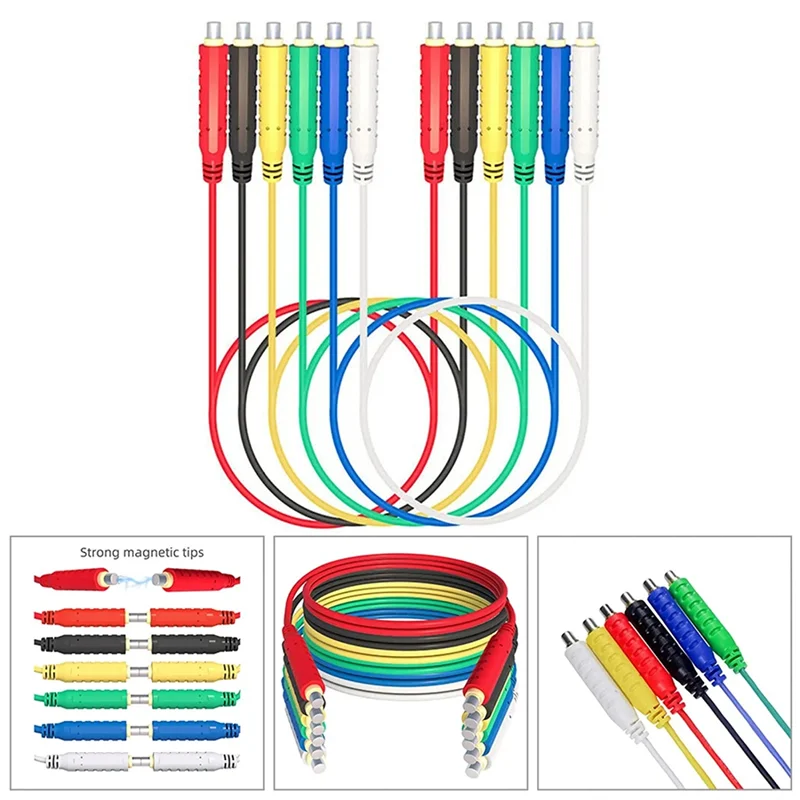 A44F-6PCS Magnetic Test Leads Silicone Soft Flexible Jumper Test Wires 30VAC 5A 3.3Ft T10005 Sensors Switches