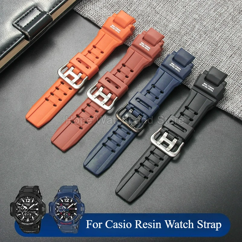 لـ Casio GRAVITY MASTER GA1000/1100/1200 GW4000 حزام داكن-أحمر برتقالي أزرق حجم خاص حزام ساعة من الراتنج بلمسة نهائية كاشطة