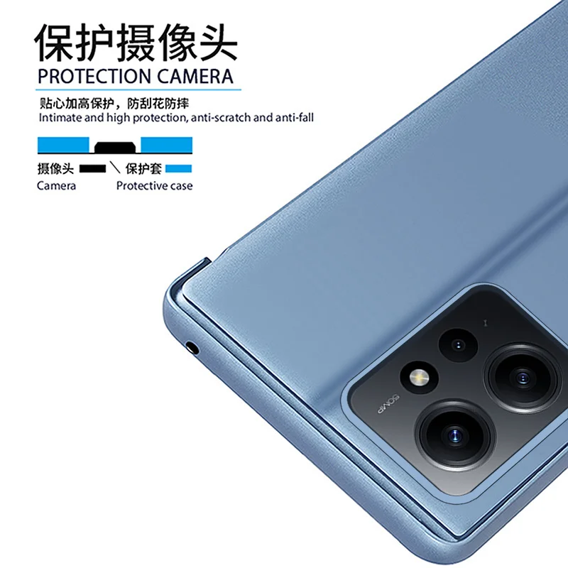 حافظة هاتف مقاومة للصدمات لهاتف شاومي ريدمي نوت 14 13 11 برو 4G 5G 12Pro Plus 5G غطاء قلاب شفاف مرآة ممتص للصدمات غطاء خلفي من البولي يوريثان