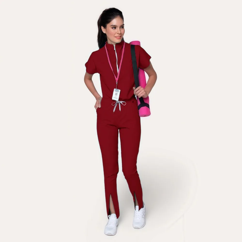 New Scrubs Set Medical Uniforms Stretch Scrub Tops with Pocket Pants Nurse Uniform Doctor Surgery Overalls Beauty Salon Workwear