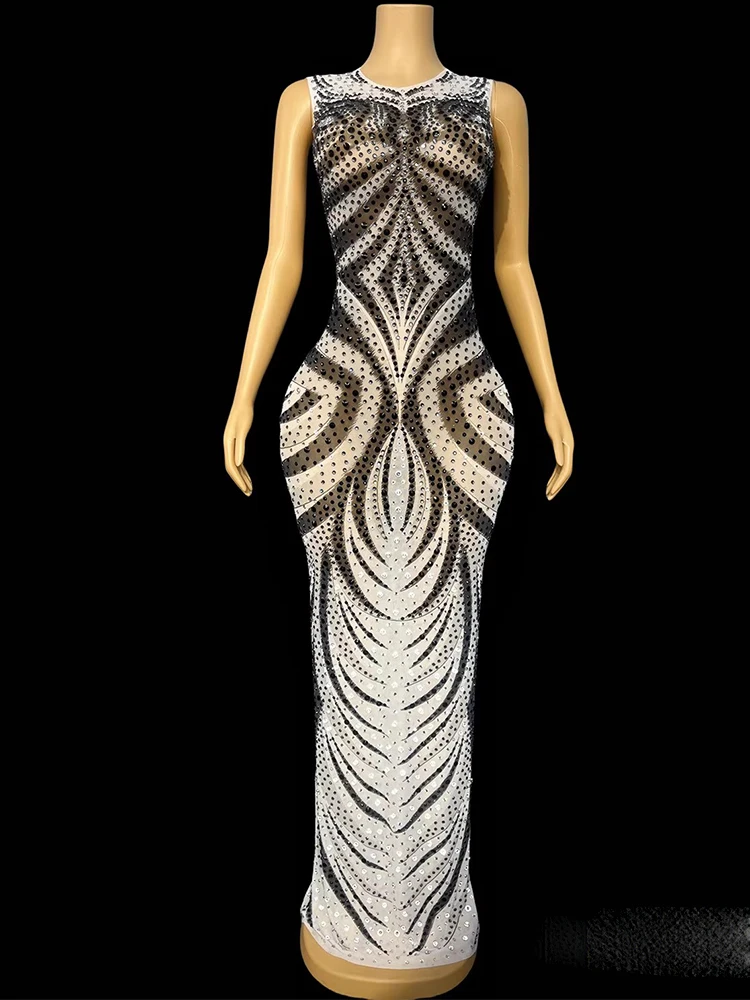 Robe gilet bloquée de couleur élastique avec strass de haute qualité, vêtements personnalisés pour femmes, nouvelle mode 2025