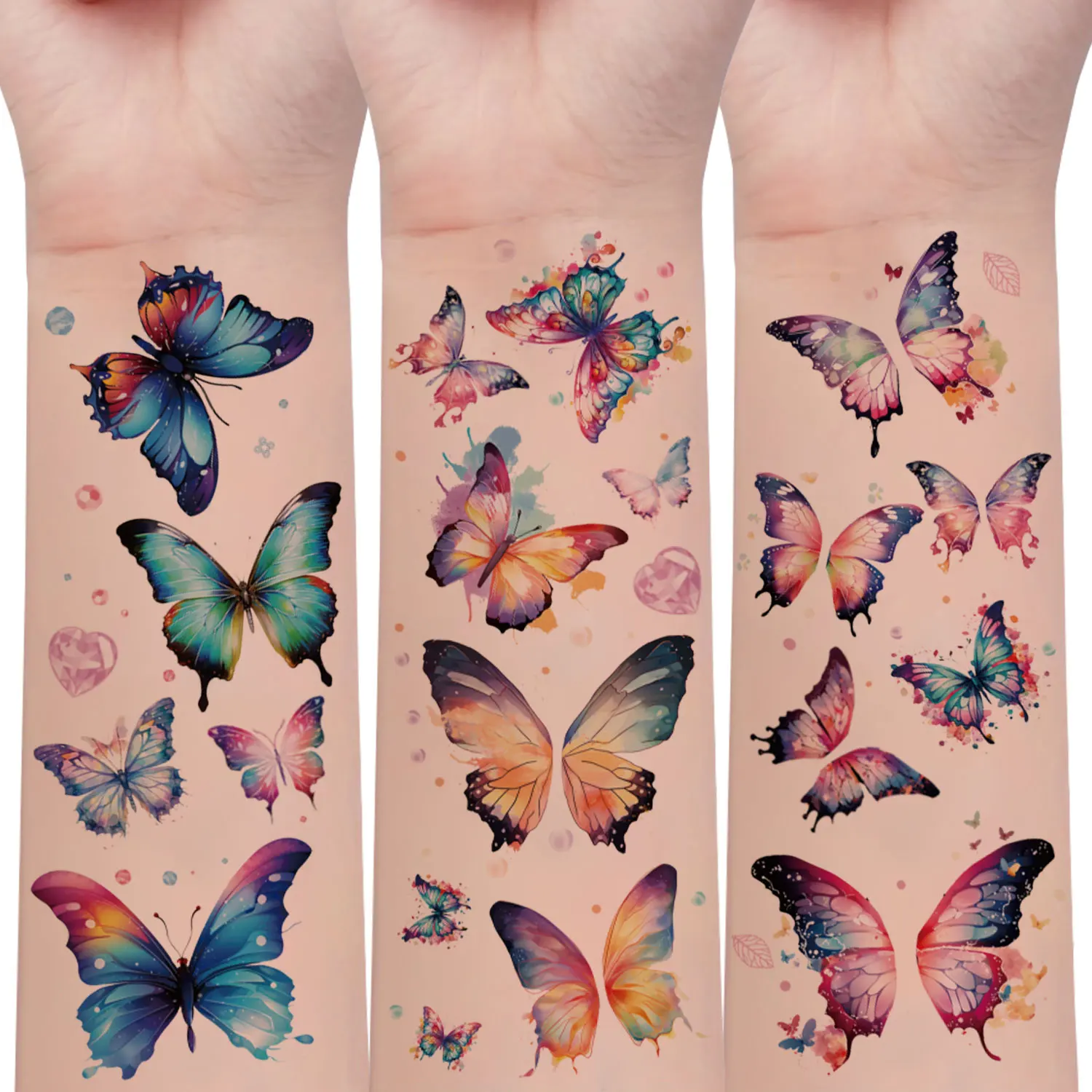 

30 шт. с 200 яркими узорами бабочек, временные татуировки, водонепроницаемые и долговечные 2-5 дней, наклейки для боди-арта, поддельные татуировки