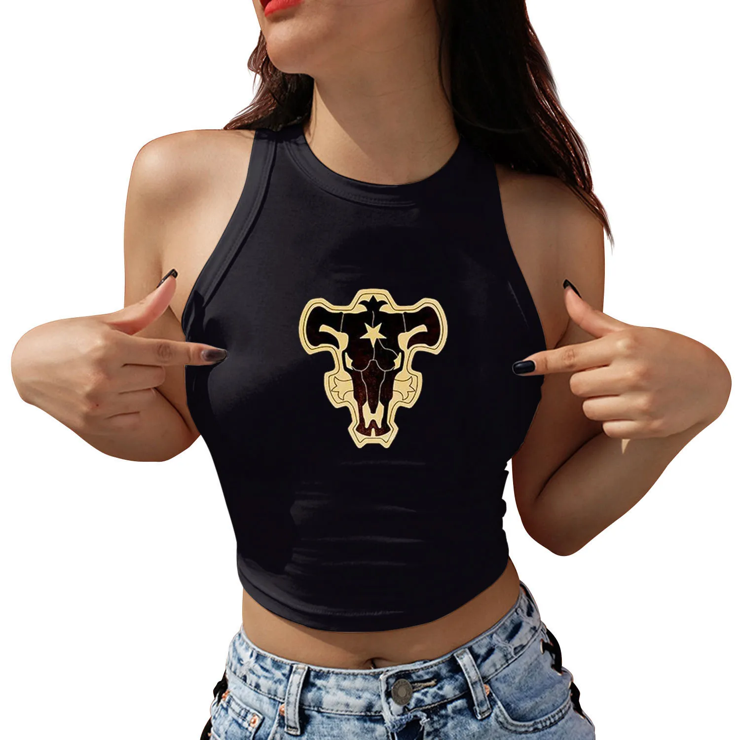 Japanese Anime Black Clover Printed Women Crop Top Streetwear Sleeveless Summer Camisole Harajuku Female Casual Y2K Tank Tops