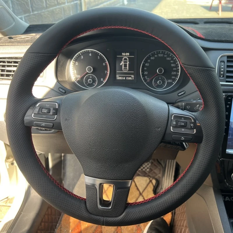 

Кожаный чехол на руль автомобиля из микрофибры для Volkswagen Golf Tiguan Passat B7 CC Touran Jetta, чехол на ручку, автомобильные аксессуары