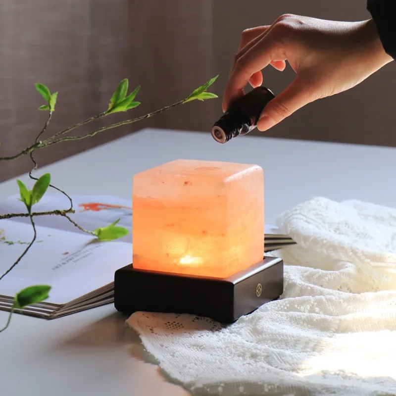 Natural crystal salt lamp comfortable aromatherapy ornament rechargeable bedroom sleep night light birthday gift
