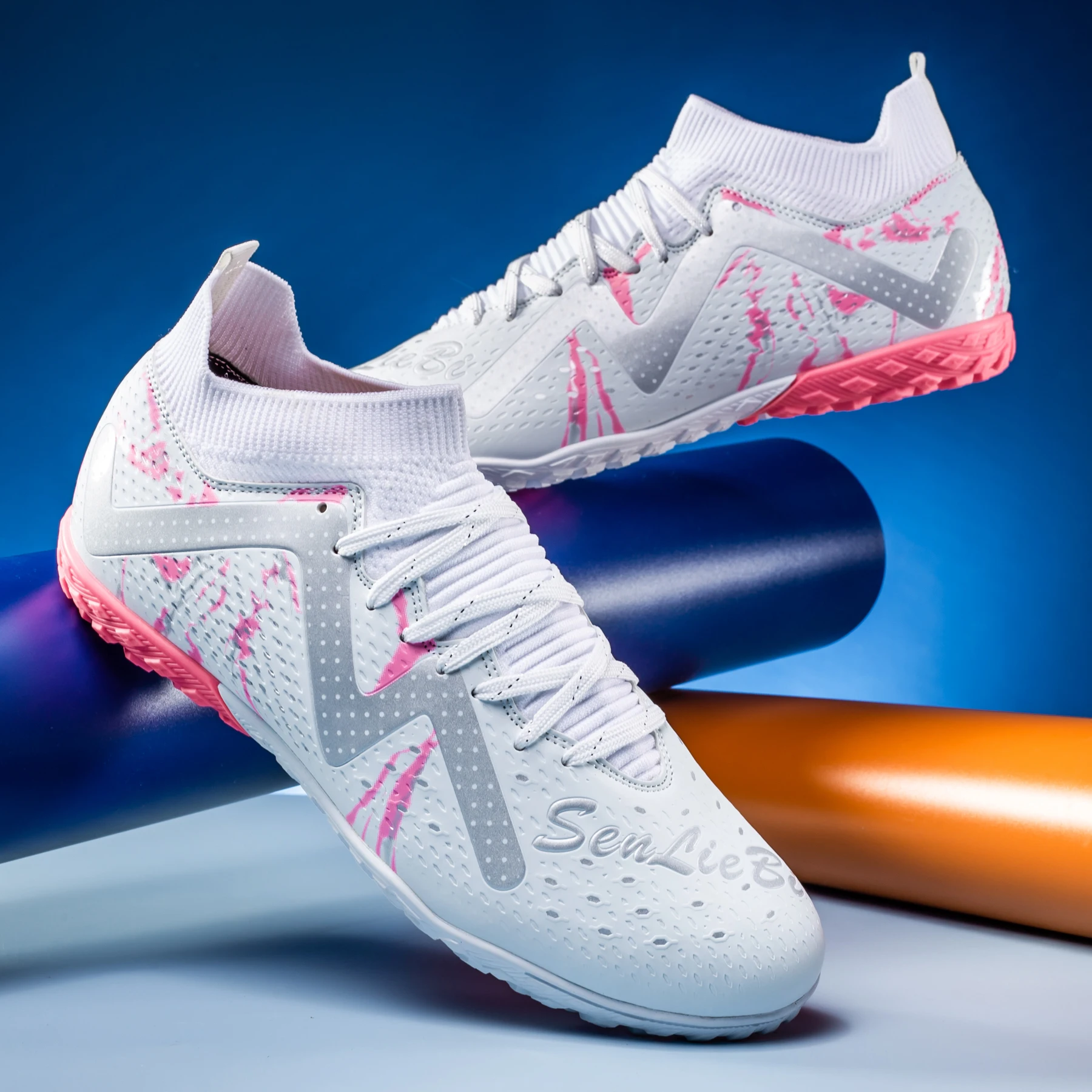 남성용 축구 클리트 남성용 축구 클리트 빅 보이즈 미드탑 스파이크/청소년용 TF 신발 전문 훈련 잔디 운동화