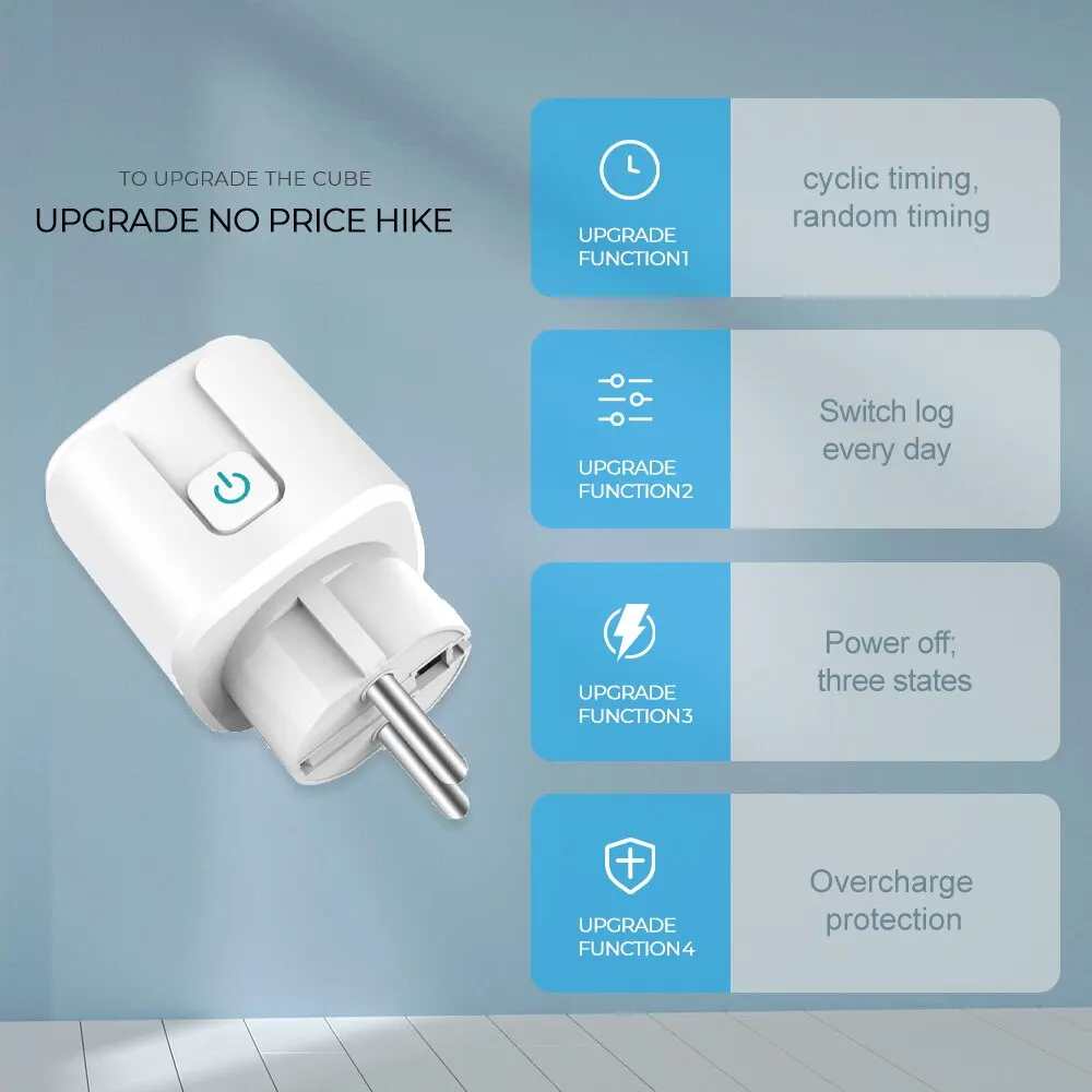 Smart Socket EU 20A Wifi Smart Plug met Power Monitoring Smart Home Spraakbesturing Ondersteuning Google Assistant Alexa Alice