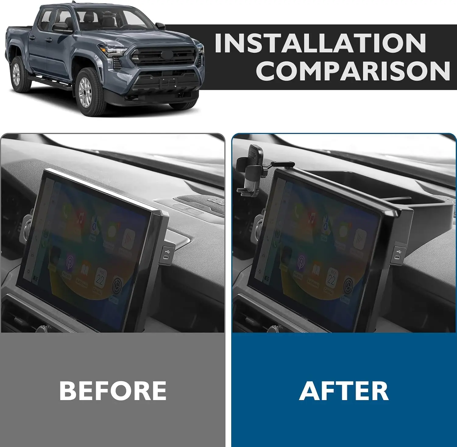 Dashboard Organizer for Toyota Tacoma 2024 2025 2026 and 4Runner 2025 2026 Accessories Center Console Dashboard Behind-Screen
