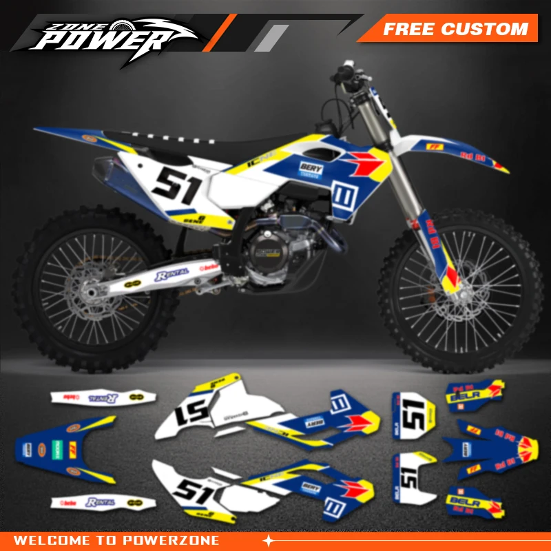 Powerzone Motorcycle Graphics background Decals Sticker Kits for Husqvarna TE FE 2024 2025 2026 TC FC 2023 2024 2025 12