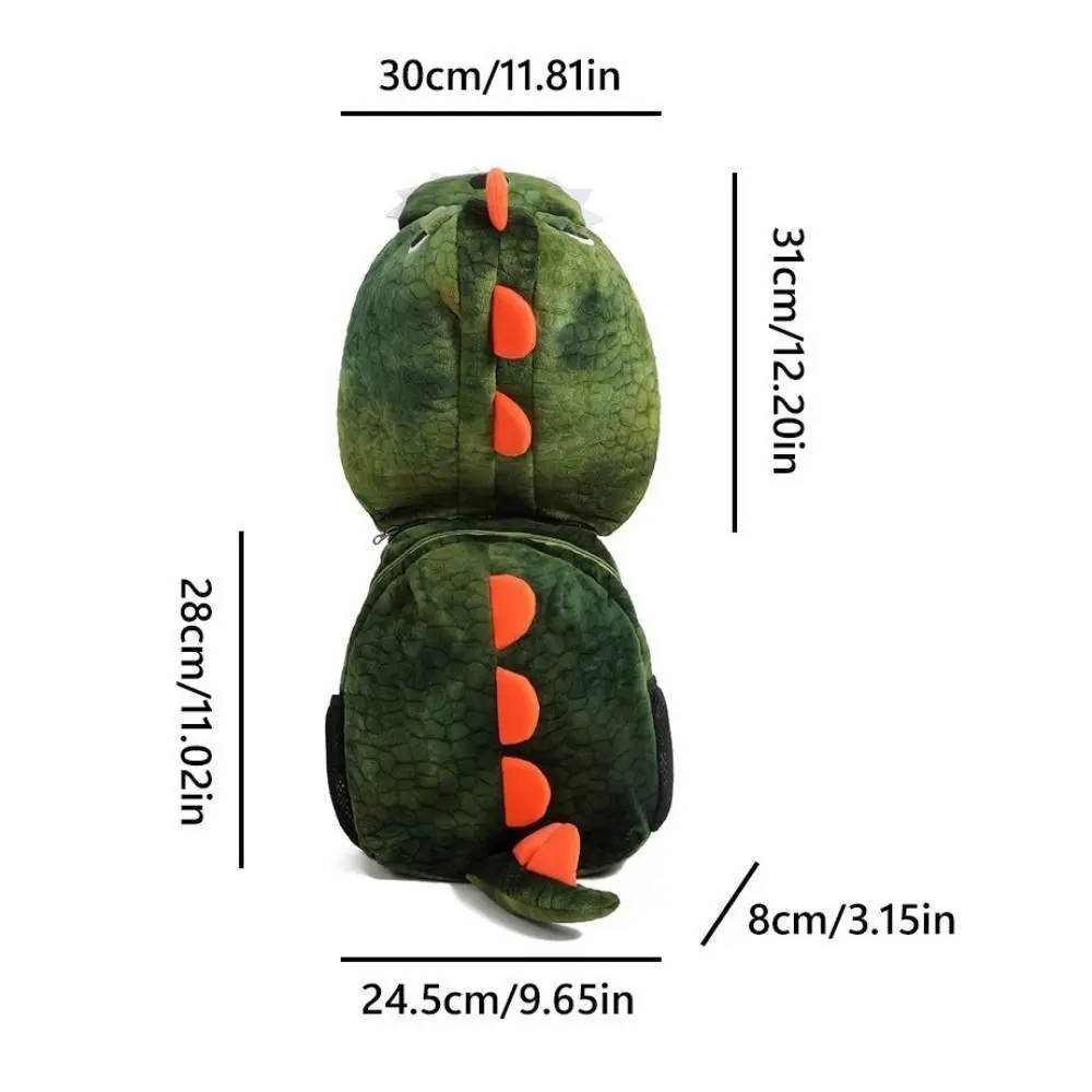 คุณภาพสูงการ์ตูนไดโนเสาร์เด็กกระเป๋าเป้สะพายหลังหมวก Plush Hooded ไหล่กระเป๋าโรงเรียนอนุบาลกระเป๋า