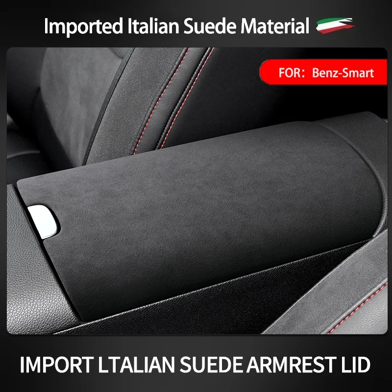 Top Suede Central Armrest Case Lid Cover Shell Panel For Mercedes Benz SMART Fortwo 1 BRABUS 1 Benz SMART Interior Accessories