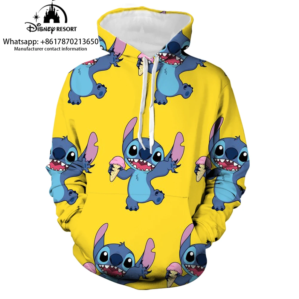 Stitch Anime Fashion Men Spring 2024 New 3D Printed Kids Hoodies Women's Tops Street Style Casual Hoodies y2k