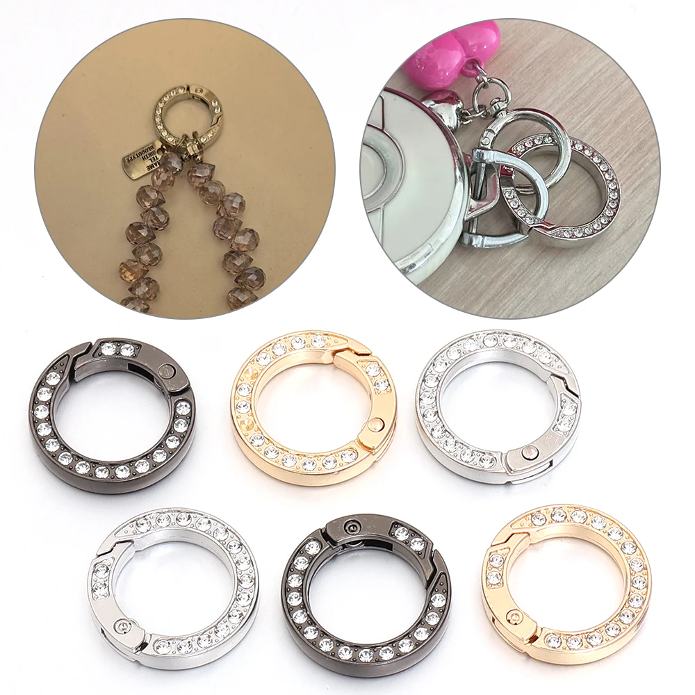 5 Stück/Set Strass-Federhaken O-Ringe Runde Haken Karabiner für DIY Schlüsselanhänger Handtasche Geldbörse Auto-Schlüsselanhänger Schmuckherstellung – Detail 2