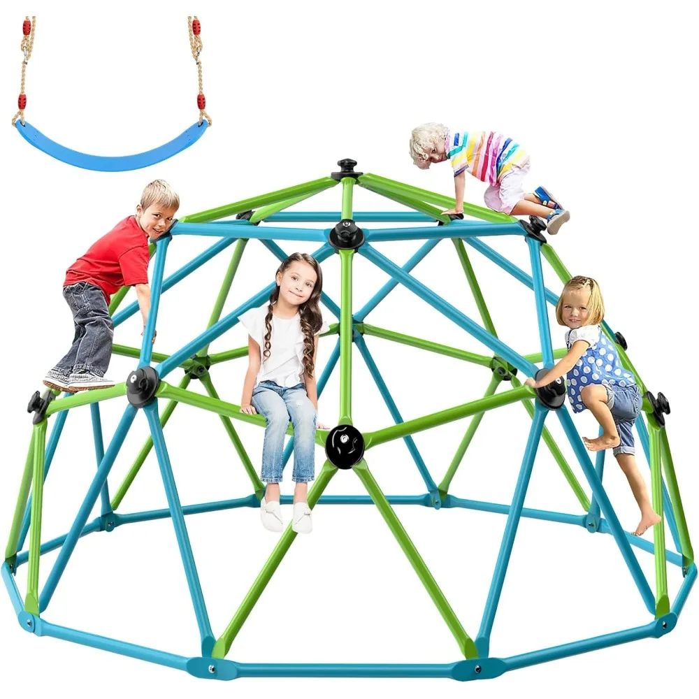 

Climbing Dome, 10FT Jungle Gym with Swing for Kids 3 to 18 Outdoor Play Equipment, Supports 800lbs Toddler Play Set, Anti-Rust