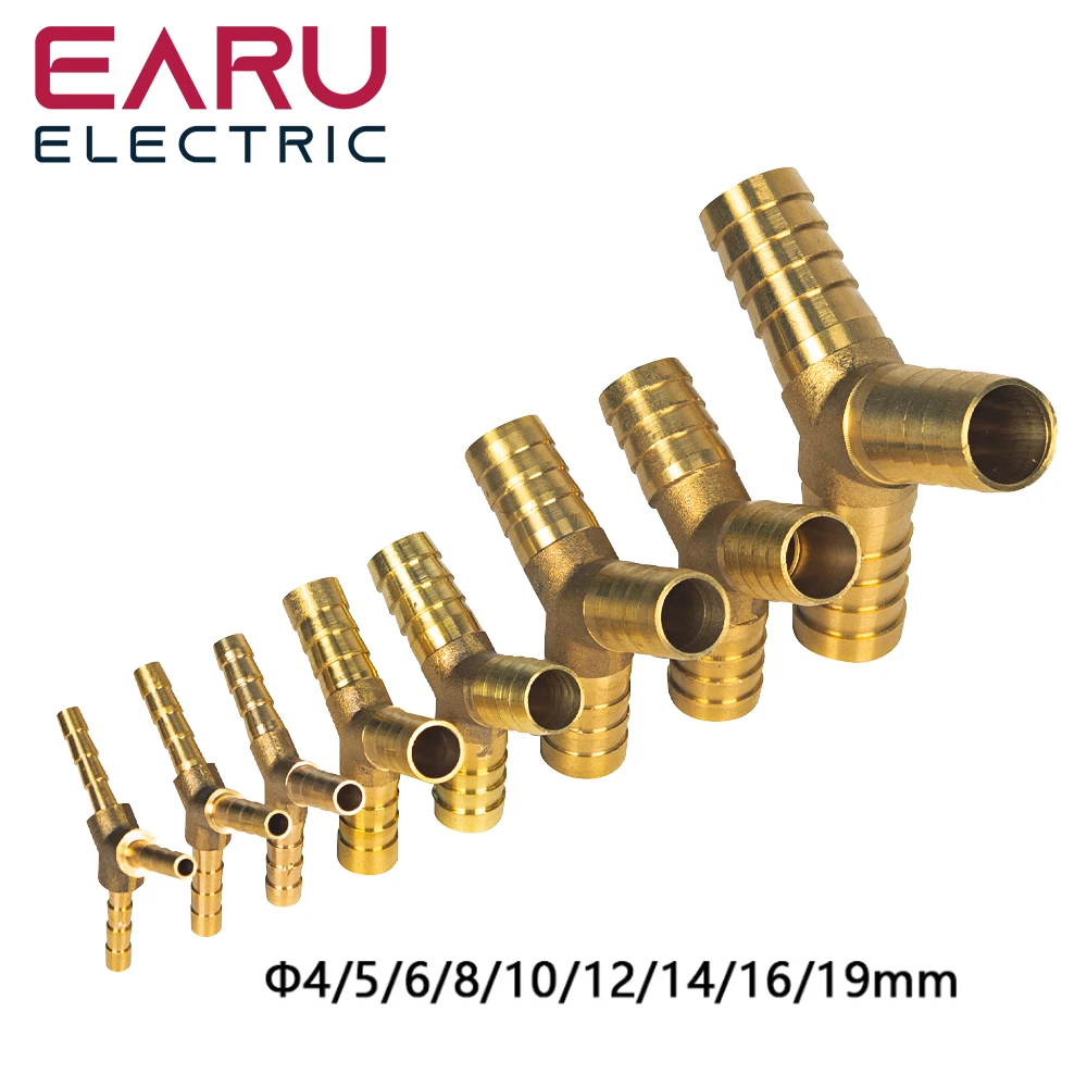 6-12mm BRASS Y type Hose Joiner Piece 3 WAY Fuel Water Air Pipe TEE CONNECTOR Pneumatic Connect Plug Socket for Air Gas Oil