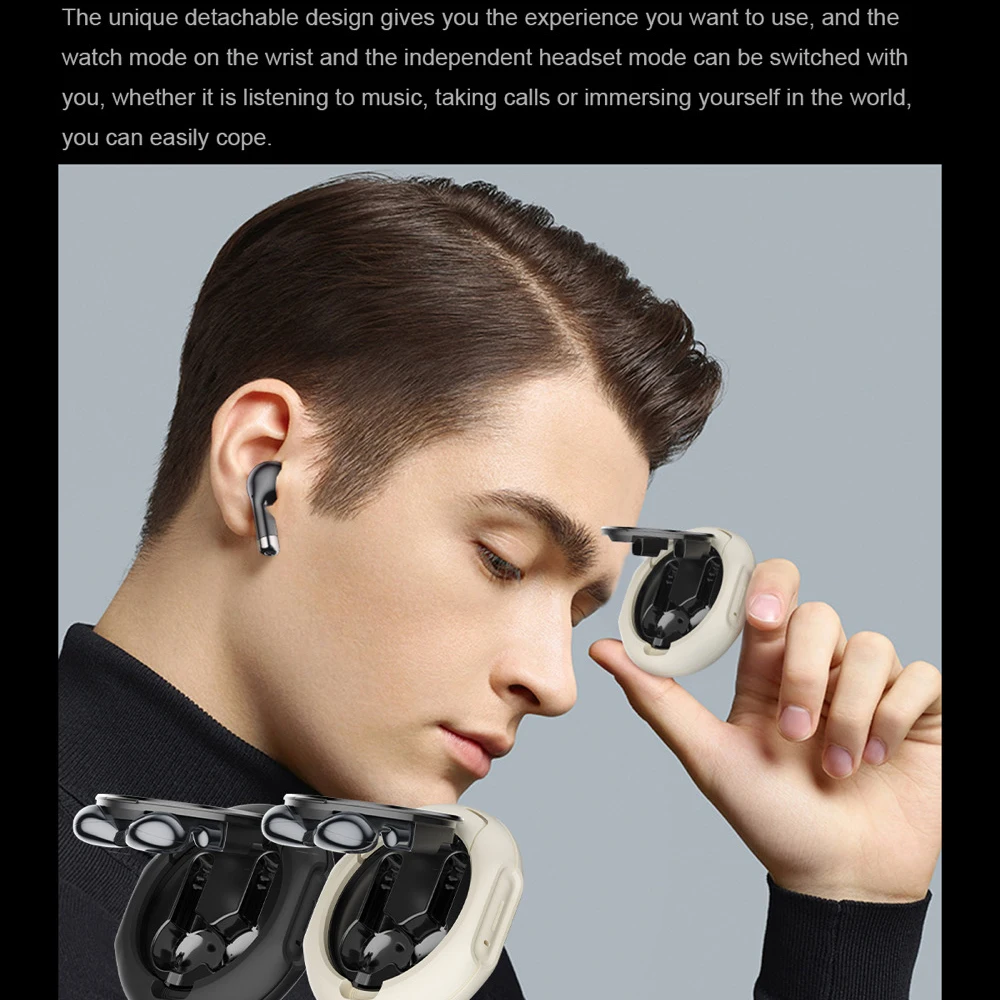 Auriculares 2 en 1, reloj inteligente con llamada de diente azul, deporte al aire libre, Monitor de ritmo cardíaco y salud, reloj inteligente con Control de música, asistente de voz