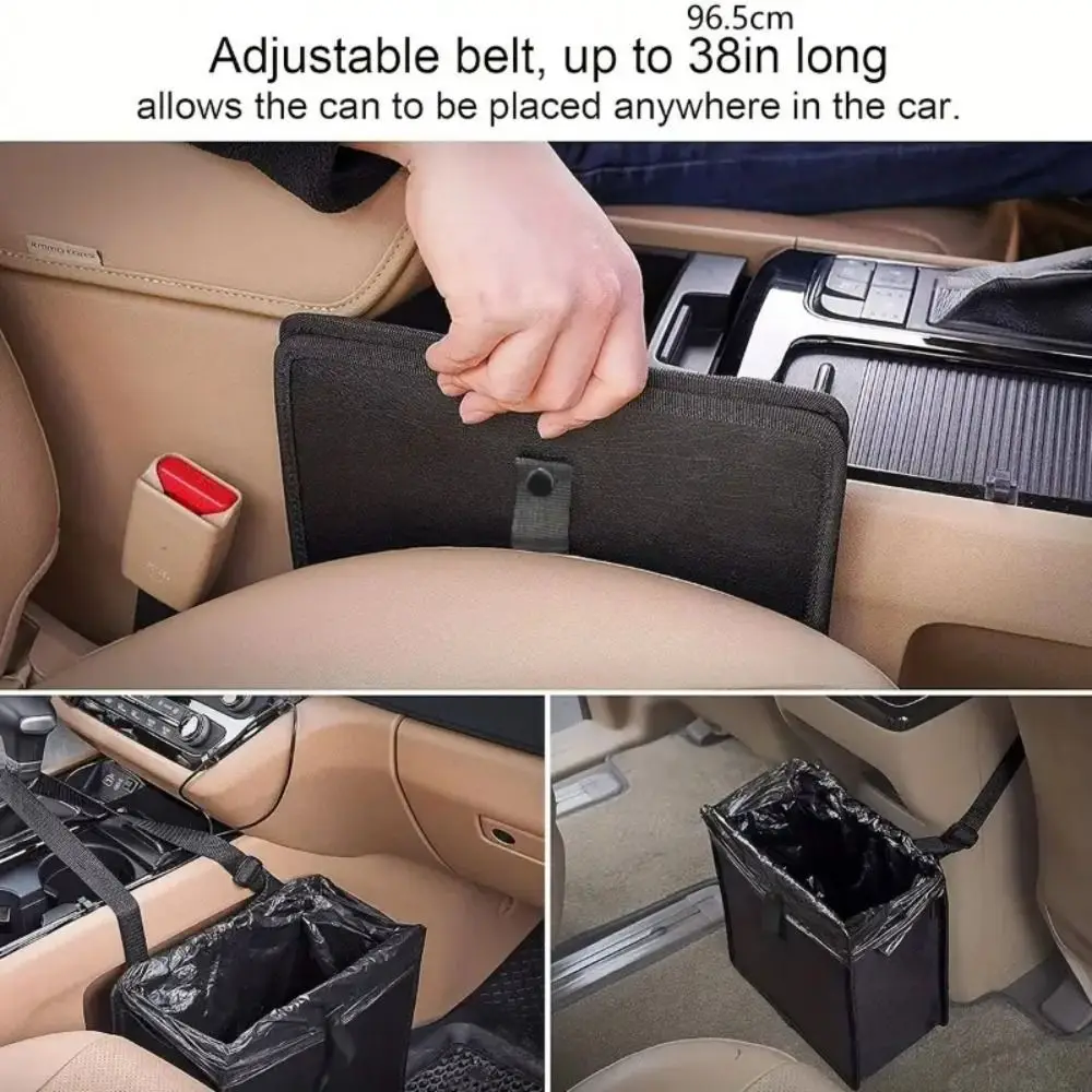 

Oxford Cloth Foldable Car Trash Can Waterproof with Adjustable Strap Hanging Garbage Basket Large Capacity Portable