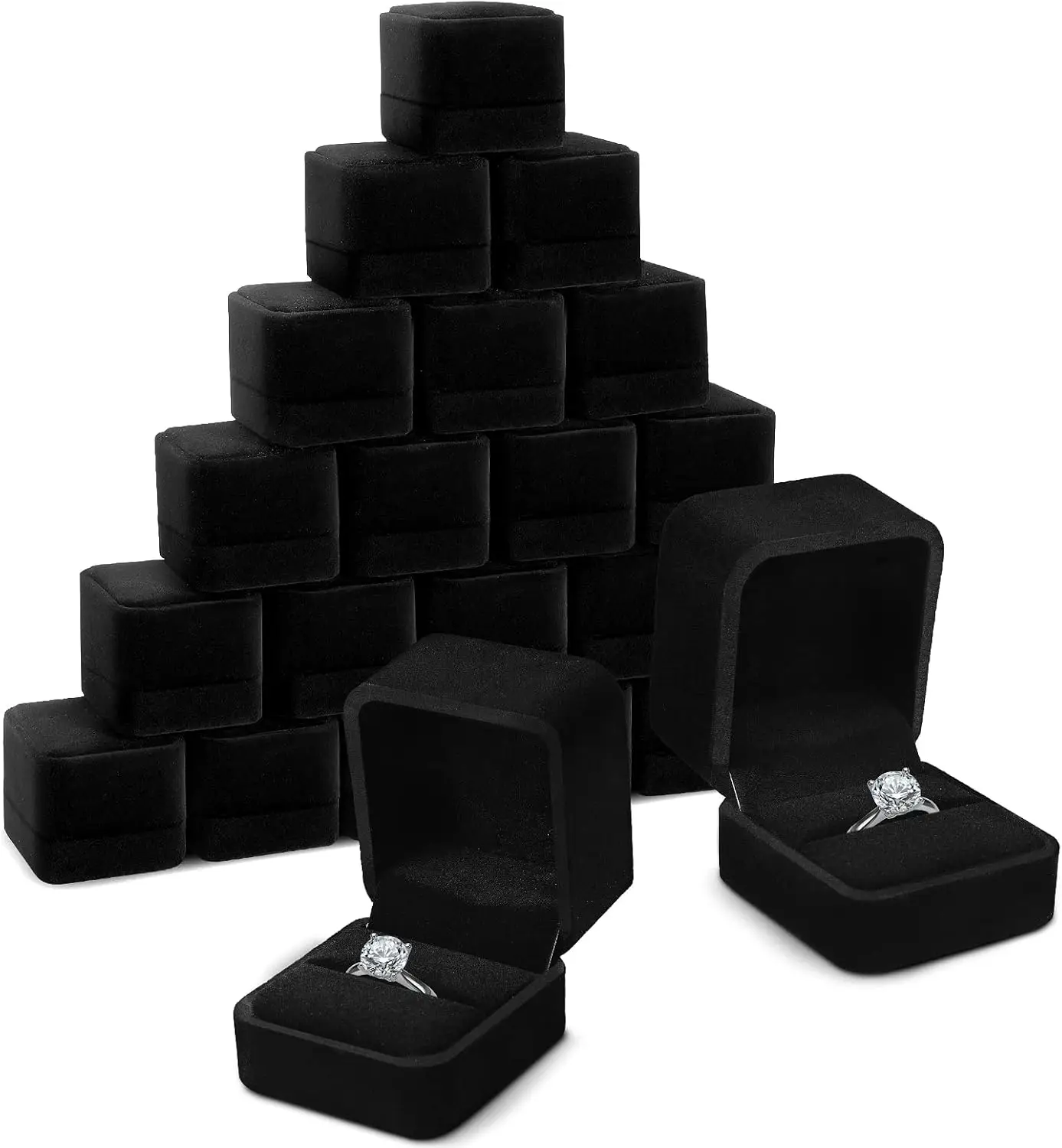 

36 Pieces Velvet Ring Box Bulk for Wedding Ceremony Engagement Ring Box Gift Wedding for Proposal Jewelry Display Case f