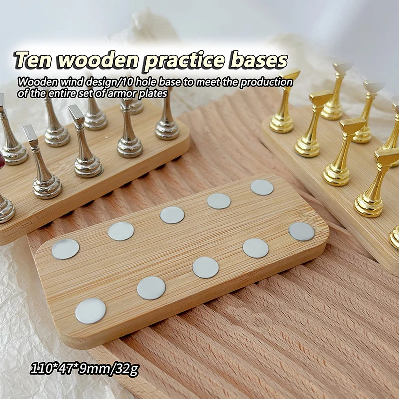 Double Row 10 Grids Wooden Nail Practice Stand Nail Display Stand Set Magnetic Nail Tips Practice Holders Manicure Tool