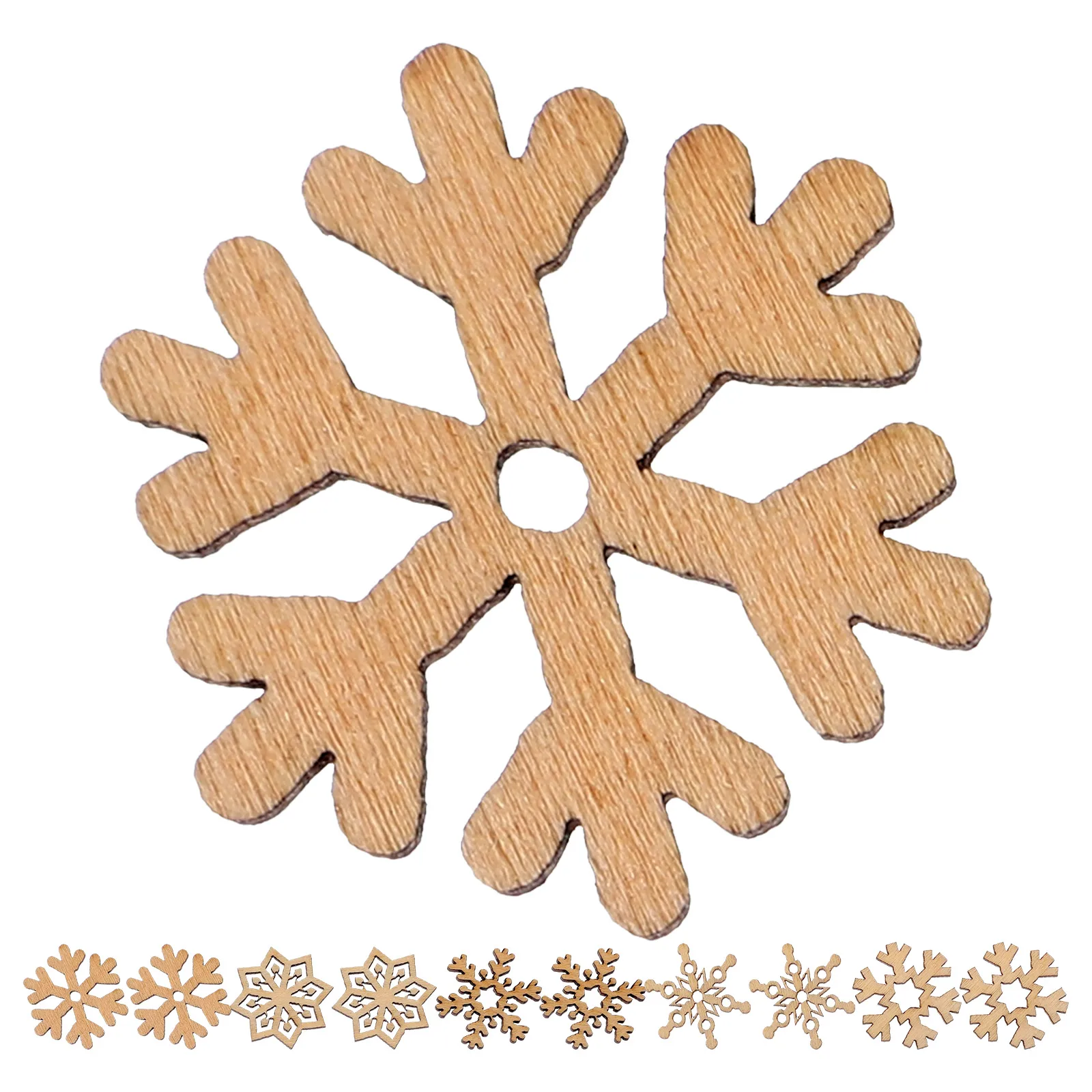 

200pcs Wooden Snowflake Slices Natural Wood Diy Crafts Christmas Decorations Unfinished Wood Slices For Wall Tree Window